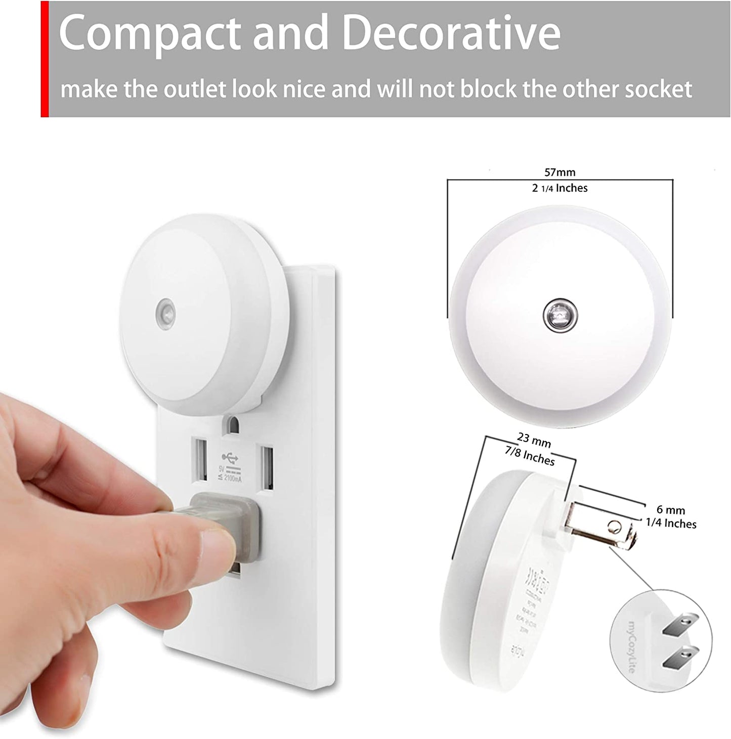 AuraGlow: Smart Plug-In LED Night Light & USB Wall Charger