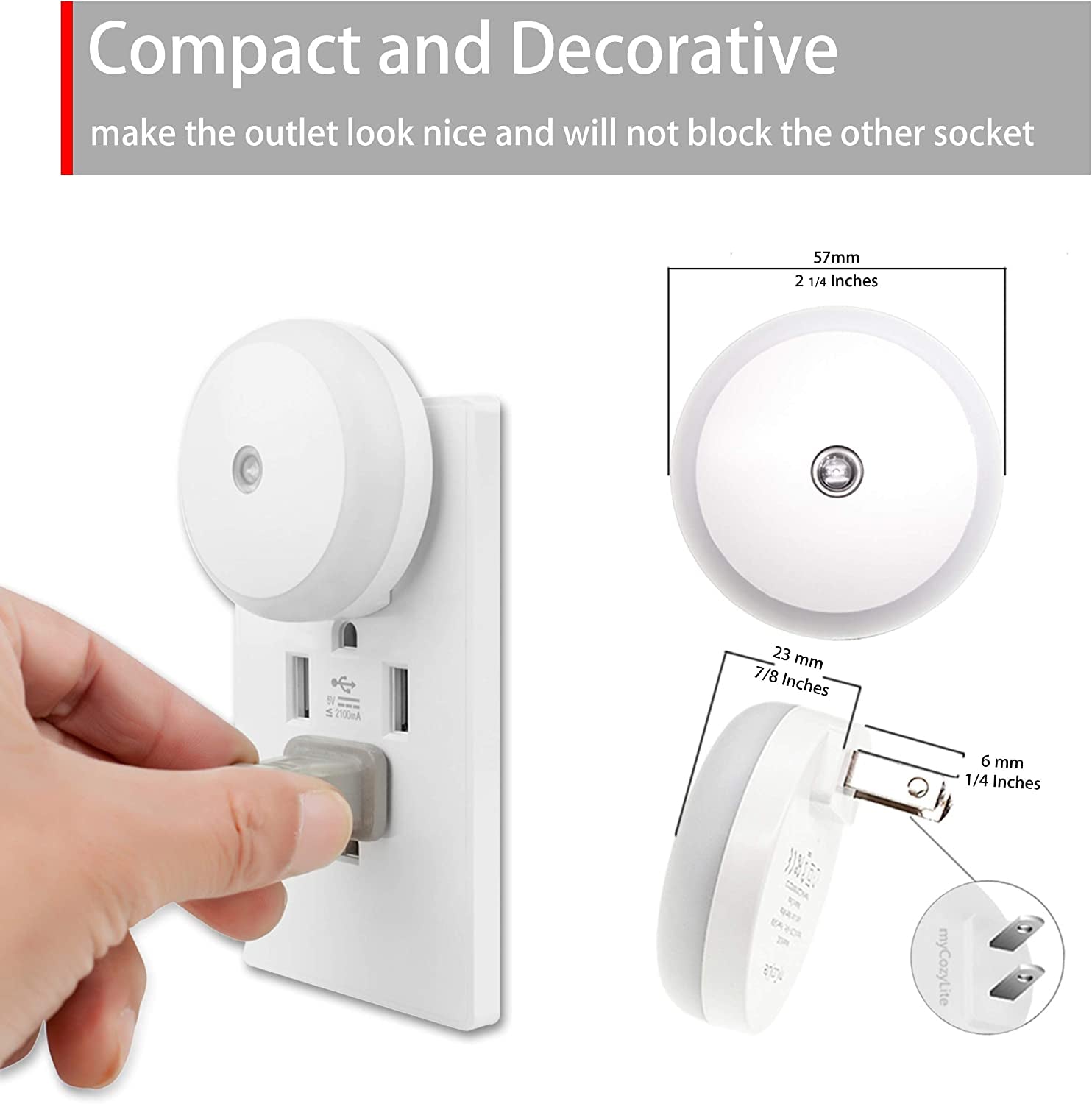 AuraGlow: Smart Plug-In LED Night Light & USB Wall Charger