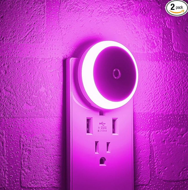 AuraGlow: Smart Plug-In LED Night Light & USB Wall Charger